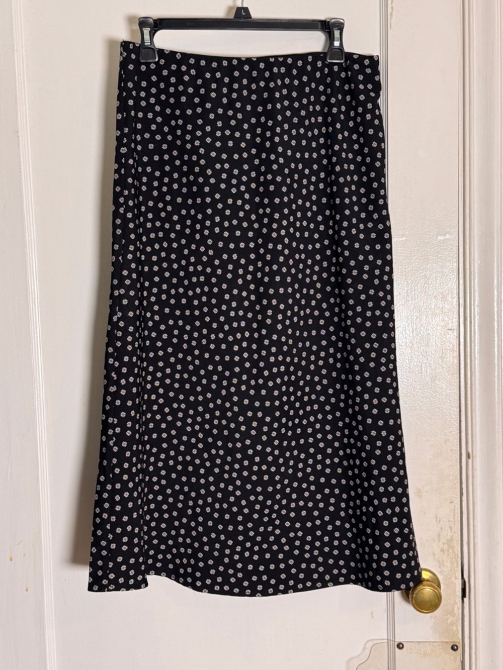 Black Daisy Polka Dot A-Line Midi Skirt Sanctuary